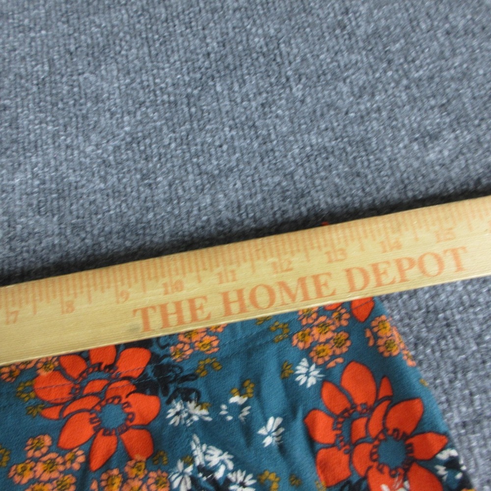 Free People Pants Womens XS Teal Floral Flare Leg Crepe Pull On Boho‎ Festival - Picture 7 of 10